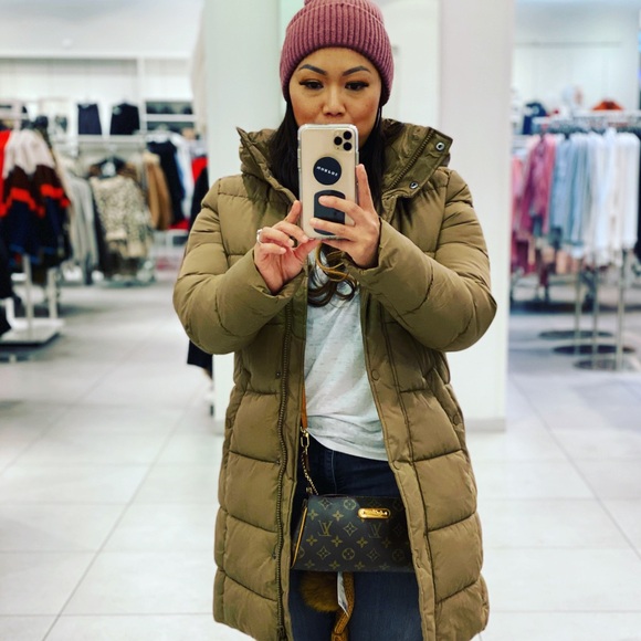 H&M Jackets & Blazers - H&M Quilted Puffer Coat - olive green Long Hooded Jacket S